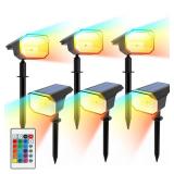 TRAMSMART Solar Spot Lights Outdoor, 40LED Color Changing Solar Lights Outdoor Waterproof Spotlights IP 65, 7 Lighting Modes Multicolor Solar Powered Wall Lights Dark Sensing Auto On/Off (6p)