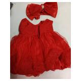 CMMCHAAH Baby Flower Girls Dresses First Baptism Toddler Special Occasion Birthday Pageant Evening Dress (Red 8348,18M)