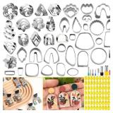 PTFJZ Polymer Clay Cutters for Earring Making Clay Tools Shapes Stainless Steel Clay Cutters with 8 Circle Shape Cutters 1 Clay Letter Stamp Jewelry Making Sculpting Clay