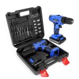 Portable Power Drill Set with 37PCS Drill Bit,21V Cordless Drill Driver Kit with Battery and Charger,Jar-owl Home Tool Kit with Electric Drill for Men Women Garden Office Repair Maintain-Blue