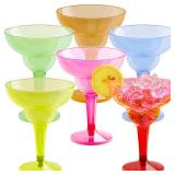 JOYIN 48PCS Plastic Margarita Glasses Cups, 12 oz Neon Disposable Cocktail Cups, Frozen Drink Cups for Cinco De Mayo Fiesta Decoration, Mexican Theme Party Supplies