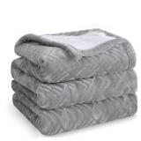 CORIWELL Heated Throw Electric Blanket - 50" x 60" Flannel Velvet Heat Blanket for Office - 5 Heating Setting Bed Soft Warming Blanket with 3 Hours Auto Shut Off, Machine Washable (Grey)