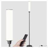 Nukanu Floor Lamp with Remote Control,Bright Floor Lamps for Living Room/Bedroom/Office, Stepless Adjustable 3000K-6000K Colors and 10-100% Brightness,Standing Light with Foot Switch (Black)