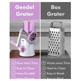 Geedel Rotary Cheese Grater, Kitchen Mandoline Vegetable Slicer with 3 Interchangeable Blades, Easy to Clean Rotary Grater Slicer for Fruit, Vegetables, Nuts