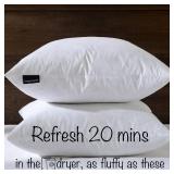 Basic Home 20x20 Decorative Throw Pillow Inserts-Down Feather Pillow Inserts-Square-Cotton Fabric-Set of 2-White.