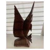 vintage ironwood carved swordfish marlin sculpture hand carved aprox 14 inch tall