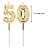 Frienda 50th Birthday Candles Cake Numeral Candles Happy Birthday Cake Candles Topper Decoration for Birthday Wedding Anniversary Celebration Supplies (Gold)