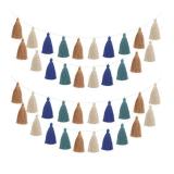 WILLBOND 4 Pieces Tassel Garland for Classroom Boho Pastel Garland Tassel Banners Decoration for Classroom School Supplies Decor Back to School(Brown, Beige, Dark Green, Gray-Blue, 3.1 Inch)