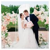 Putros Metal Arch Stand White Wedding chiara backdrop Stand Set of 3 (6FT,5FT,4FT) Square Arched Frame for Birthday Party Decoration - Retail: $78.59