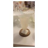 8 1/2 white glass vase