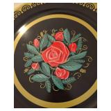 19 inch metal tray with rose center