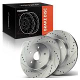 A-Premium 11.81 in (300 mm) Rear Drilled and Slotted Disc Brake Rotors Compatible with Subaru Models - Outback 2015-2023, Legacy 2015-2023, WRX 2016-2021, WRX STI 2016, 1-PC Set