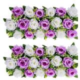 BLOSMON Wedding Table Flower Centerpiece: 10 Pcs Lilac White Artifical Rose Floral Arrangement Decorations - Fake Flowers Center Piece for Birthday Party Event Reception Table Decor - Retail: $156.62