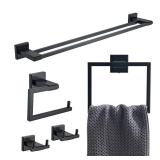 Brapazie 4-piece SUS304stainless steel bathroom hardware accessory set, including 26 inch double rod,double clothes hook, tissue hook, towel ring set