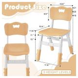 Kigley 2 Pack Height Adjustable Kids Chair Adjustable Table Chair Kid Chairs Age 2-6 Adjustable Height Toddler Seat Child Table Chair for Children Student School Family Daycare (Wood Color)