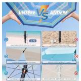 HOMEDEMO 7ft Beach Umbrellas For Sand Heavy Duty Wind, Portable Beach Umbrella UPF 50+ Windproof Outdoor Beach Umbrella