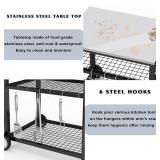 Movable Food Prep and Work Cart Table Stainless Steel Grill Cart Modular Table with Wheels and Handle Double-Shelf Commercial Kitchen Table Heavy Duty Grill Cart Outdoor Cart