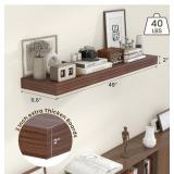 Rustic Floating Shelves, 2 Pack Floating Shelves for Wall 36 Inches Long, Solid Dark Wood Floating Shelves for Wall Decor & Storage Living Room Bedroom Bathroom Kitchen - Dark Walnut