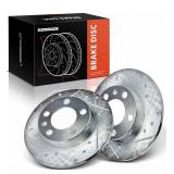 A-Premium 9.14 inch (232mm) Rear Drilled and Slotted Disc Brake Rotors Compatible with Select Volkswagen/Audi Model - Jetta/Golf 1999-2006, Jetta City 2007-2009, Golf City/Beetle/TT