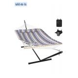 ANOW Outdoor Double Hammock with Stand, Portable Hammock with Detachable Pillow and Hammock Pad for Outdoors Indoors, 450 LBS Weight Capacity, Blue