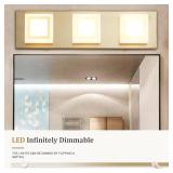 fengkiop Brushed Gold Bathroom Vanity Light Fixtures,3-Light Brass Bathroom Light,Acrylic Dimmable Modern LED Wall Sconce for Hallway,Bedroom