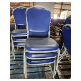 (6) Blue And Metal Restaurant Dining Chairs