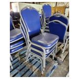 (6) Blue And Metal Restaurant Dining Chairs