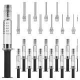 24 Pieces Borosilicate Glass Syringes Set Include 12 Pieces 1 ml Borosilicate Glass Syringe Lock and 12 Pieces Stainless Steel Lock Dispensing Needle for Thick Liquids, Ink, Glue, Lab Use