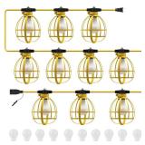 LEDIARY 100FT Construction String Lights, 10 Bulbs 100W 10500LM String Work Lights with 10 Medium Base Sockets, Linkable Jobsite Lights, Weatherproof Temporary Lighting Indoor&Outdoor  UL Listed