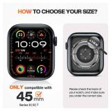 Goton 2 in 1 Waterproof Privacy Case for Apple Watch Series 9 8 7 Screen Protector 45mm, Front Anti Spy Tempered Glass Face Cover Back Bumper for iWatch Accessories 45 mm