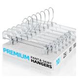 HOUSE DAY Clear Skirt Hangers with Clips, Non Slip Plastic Pant Hangers with Adjustable Clips, Slim Clip Hangers for Pants, Skirts, Shorts, 14 Clear Hangers 10 Pack, 360 Rotating Swivel Hook