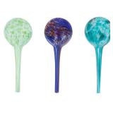 Wyndham House 3 Piece Mini Watering Globe Set, Colorful Hand Blown Glass Plant Watering System