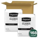 Depend Incontinence Guards/Incontinence Pads for Men/Bladder Control Pads, Maximum Absorbency, 168 Count (2 Packs of 84), Packaging May Vary