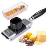 Otevy Mos Ginger Grater Tool with Handle Lemon Zester with Catcher Premium Stainless Steel Mini Grater with Container Nutmeg Grinder Garlic Grater