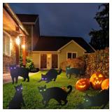 6 Pack Halloween LED Glowing Eyes Black Cat Glow in The Dark with Lights Outdoor Outside Halloween Decorations Scary Yard Signs Garden Decor Lawn for Pathway Stake Waterproof Thickened Silhouette