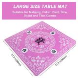 GUSTARIA Mahjong Mat,Mahjongg Table Mat with 3 Dice & Carrying Bag for Card, Board & Tile Games, Anti Slip and Noise Reduction Table Cover(Pink, 31.5 inches)