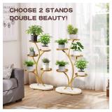 SSYH WANG Plant Stand Indoor, 5 Tier Wood Metal Tall Shelf Multiple Plant Holders for Indoor, Outdoor, Corner, Living Room, Balcony, and Bedroom (Golden)