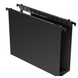 Nordun Extra Capacity Plastic Hanging File Folder Letter Size,12 Pack Reinforced Hang Folders with Heavy Duty 2 Inch Expansion,Durable Hanging Organizer Designed for Bulky Files(Black)