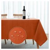 Softalker Fall Rectangle Tablecloth   Orange Geometric Line Damask Table Covers Waterproof Stain Resistant Washable Polyester Table Cloths for Dining, Holiday & Parties (60 x 84 inch, Burnt Orange)