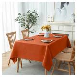 Softalker Fall Rectangle Tablecloth   Orange Geometric Line Damask Table Covers Waterproof Stain Resistant Washable Polyester Table Cloths for Dining, Holiday & Parties (60 x 84 inch, Burnt Orange)