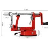 Apple Peeler Corer, Long lasting Chrome Cast Magnesium Alloy Apple Peeler Slicer Corer with Stainless Steel Blades and Powerful Suction Base for Apples and Potatoes(Red)