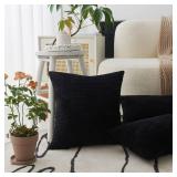 Home Brilliant Halloween Decor 12x20 Pillow Cover Rectangle Striped Corduroy Solid Cushion Cover Throw Oblong Pillowcase for Lumbar, 12 x 20, Black