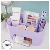 STORi Bliss Lilac Purple Makeup Organizer for Countertop, Divided Bathroom Organizer & Storage Drawer, Makeup Brush Holder, Cosmetic & Nail Polish Organizer, Made in USA