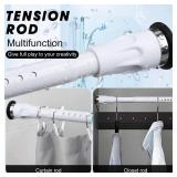 White Tension Curtian rod no drill, 42 to 115 inch Adjustable Heavy Duty black shower curtain rod for Windows bathroom Closet