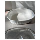 Corning Ware 2 1/2 qt casserole and 10 inch tart pan