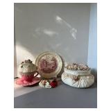 Victorian style decorations - Pin Cushion, plate, pillow box and more