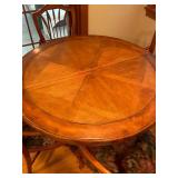 Dining table 31 x 45 x 45 in with 4 chairs with one 22 in wide leaf