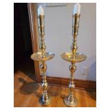 Pair of brass candle holders 39in tall