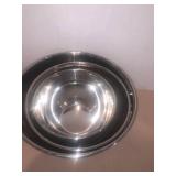 Stainless steel mixing bowls. Largest is 12 inches diameter