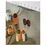 Vintage porcelain and wood Dutch clogs